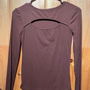 Women's Long-Sleeve Cutout Top in Brown